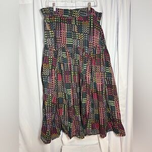 RUJUTA SHETH Leila Skirt in Night Rubix Print Sz 2XL